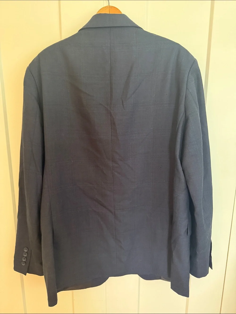 Nordstrom Men's Navy Blue Plaid Two-Button Sport Coat Blazer Sz 46L